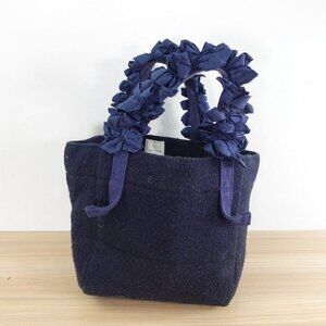 Small Bucket Tote Bag Wool Silk Ruffle Y2K Fun Japanese Luxury Blue JAPAN LUDLOW